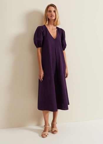 Phase Eight Lotty Puff Sleeve Dress Purple Australia | US1789462